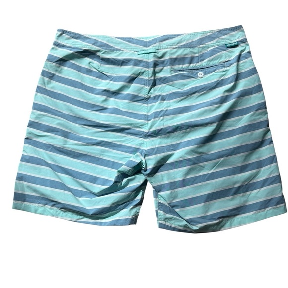 Bonobos Men's 8” Striped Swim Trunks Blue Size 38 Mesh Lining Tie Front Summer - Picture 2 of 8